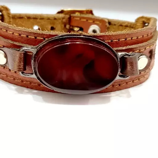 دستبندمردانه چرمی باسنگ اصل