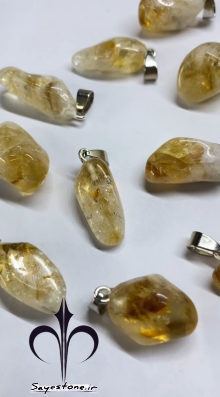 آویزسنگ سیترین زردآفریقایی اصل ومعدنی سنگ ثروت