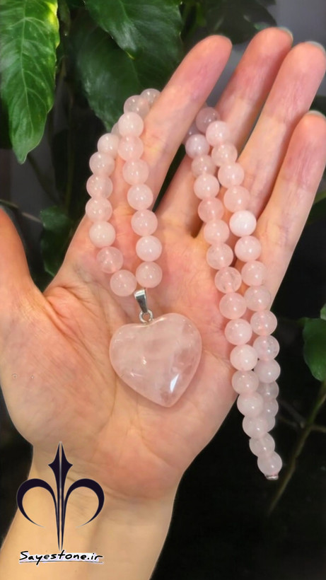 مدال گردنی سنگ رزکوارتز