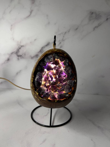 چراغ خواب سنگ طبیعی آمتیست آرامش بخش