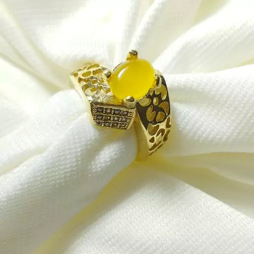 مشخصات وخرید انگشترعقیق زردزنانه طلاروس