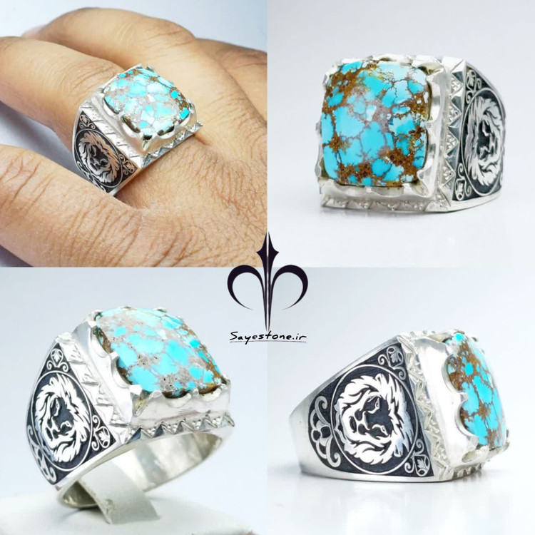 مشخصات وخریدانگشترمردانه نقره باسنگ فیروزه نیشابور