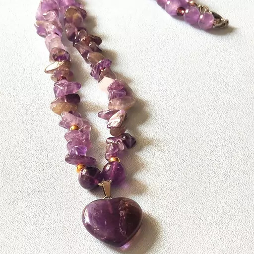 مدال گردنی سنگ اماتیست درجه ۱