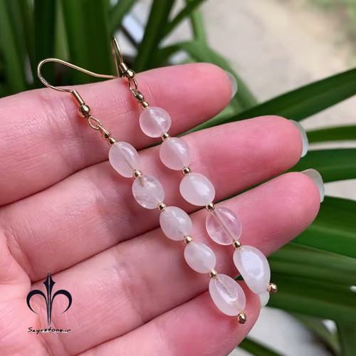 گوشواره سنگ رزکوارتز