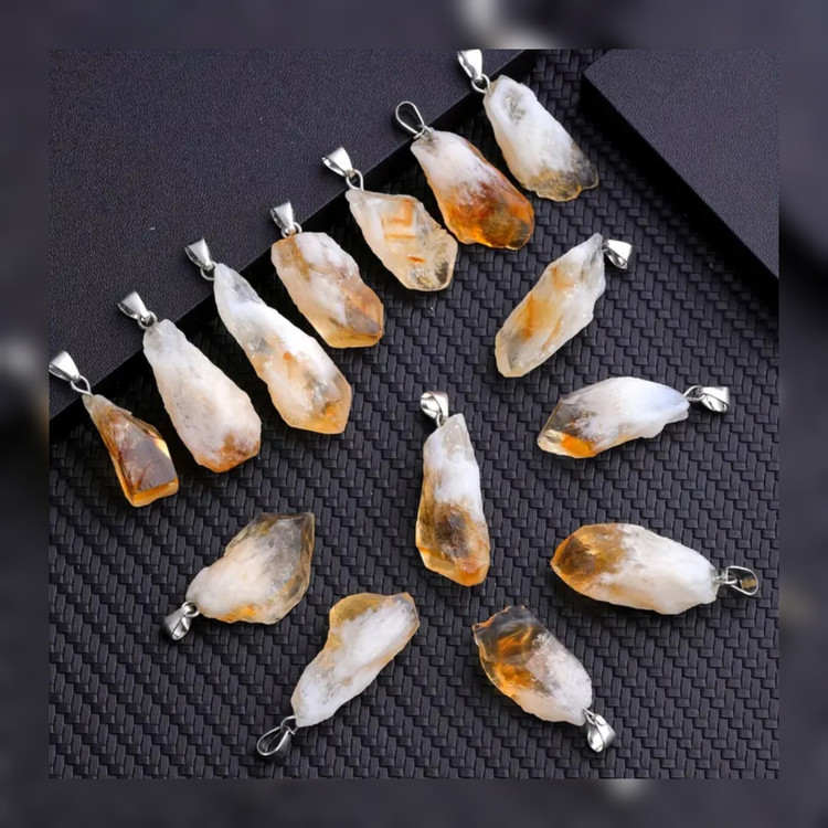 گردنبندسنگ سیترین طلایی