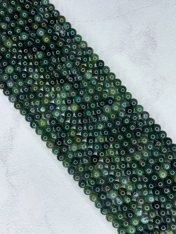 ریسه سنگ اصل ومعدنی عقیق خزه ای سایز6