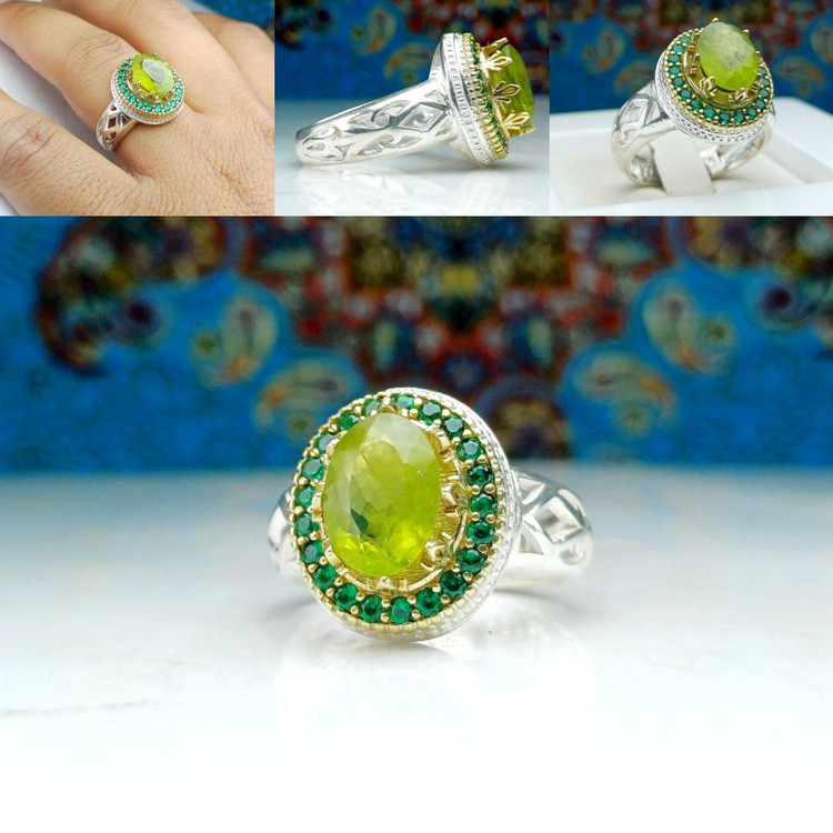 انگشترمردانه نقره باسنگ زبرجد