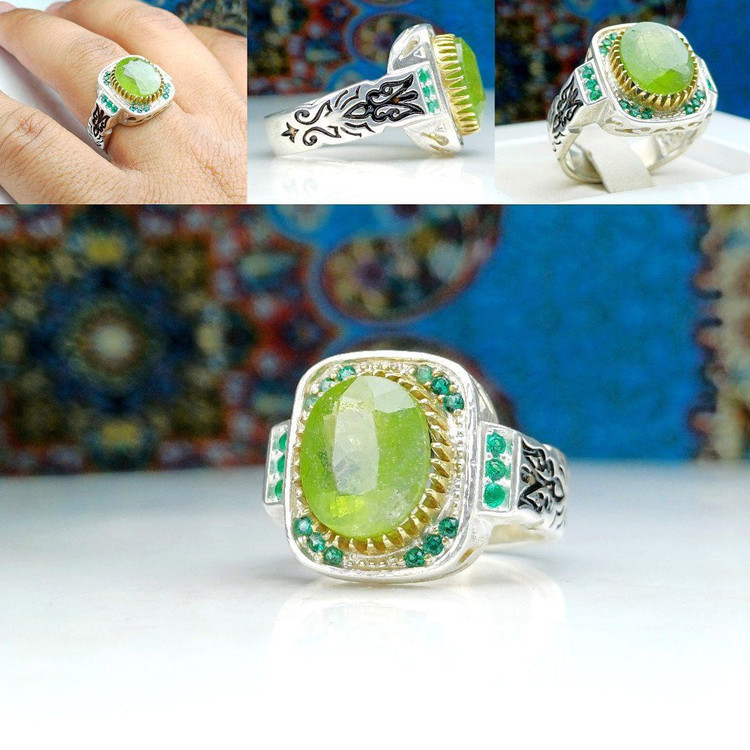 مشخصات قیمت وخریدانگشترمردانه سنگ زبرجداصل