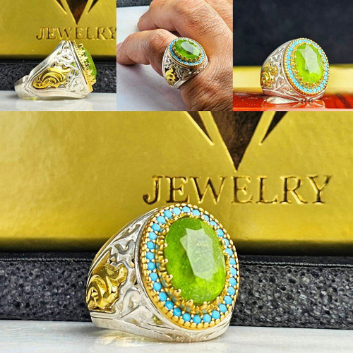 مشخصات قیمت وخریدانگشترمردانه لوکس باسنگ زبرجداصل