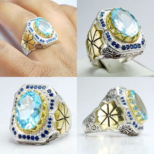 انگشترمردانه توپازآبی اصل