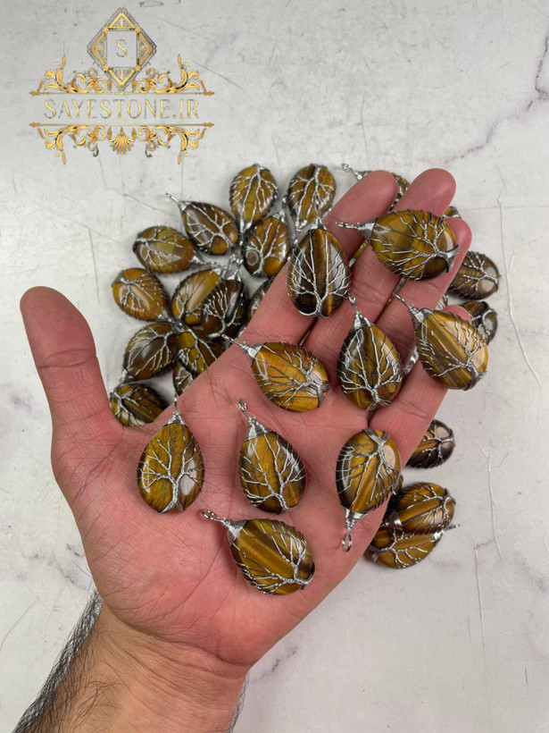 گردنبندسنگ چشم ببرافریقا طرح درخت زندگی