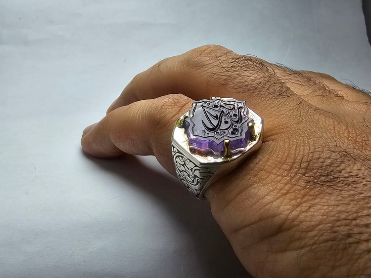 مشخصات قیمت وخریدانگشترمردانه سنگ آمیتیست اصل