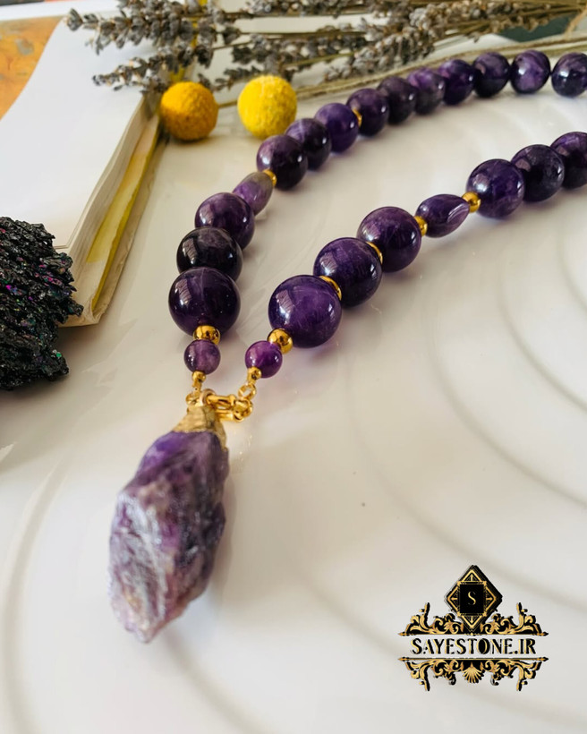 مشخصات قیمت وسفارش گردنبندسنگ امیتیست اصل