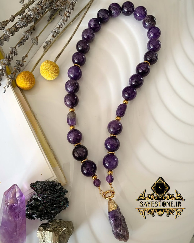 مدال گردنی سنگ آمیتیست اصل اروگوئه