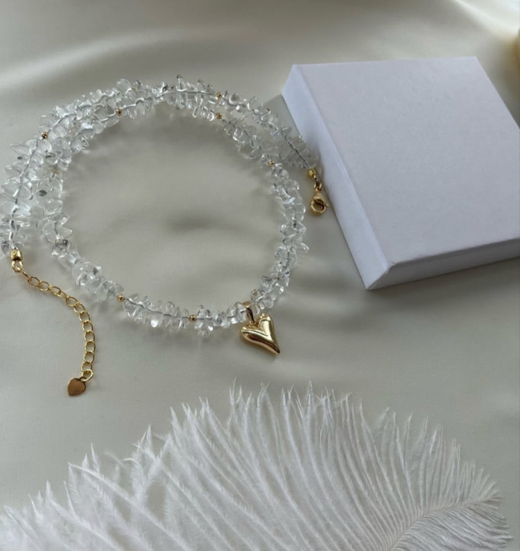 گردنبندلوکس سنگ کریستال کوارتزشفاف اصل ومعدنی