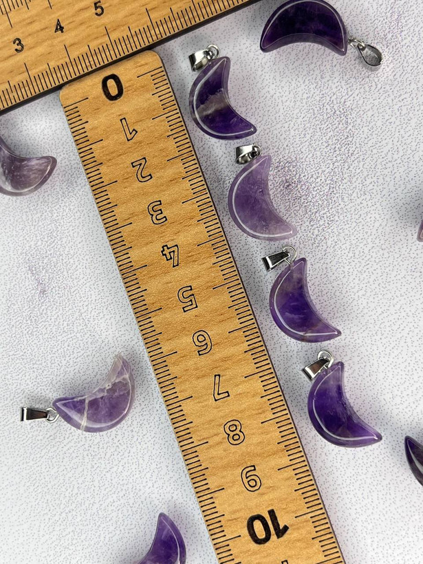 پلاک گردنی سنگ امیتیست تراش ماه