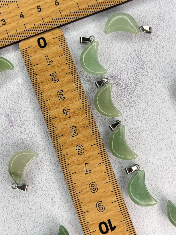 پلاک گردنی سنگ اونتورین سبزاصل تراش ماه