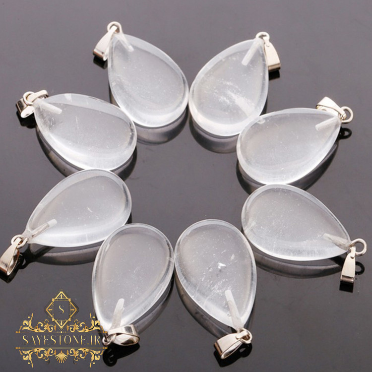 پلاک گردنی سنگ کوارتزشفاف
