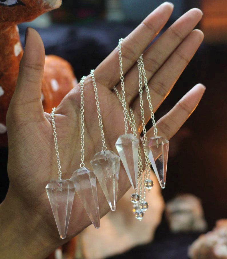 پاندول سنگ کریستال کوارتز شفاف اصل ومعدنی