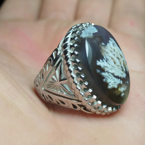 مشخصات قیمت وخریدانگشترمردانه سنگ شجرقائنات