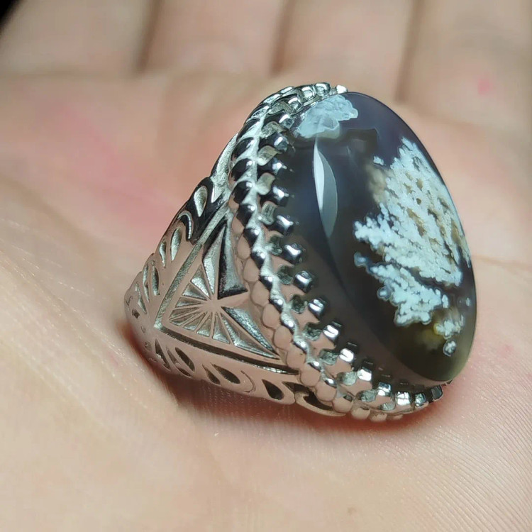 مشخصات قیمت وخریدانگشترمردانه سنگ شجرقائنات