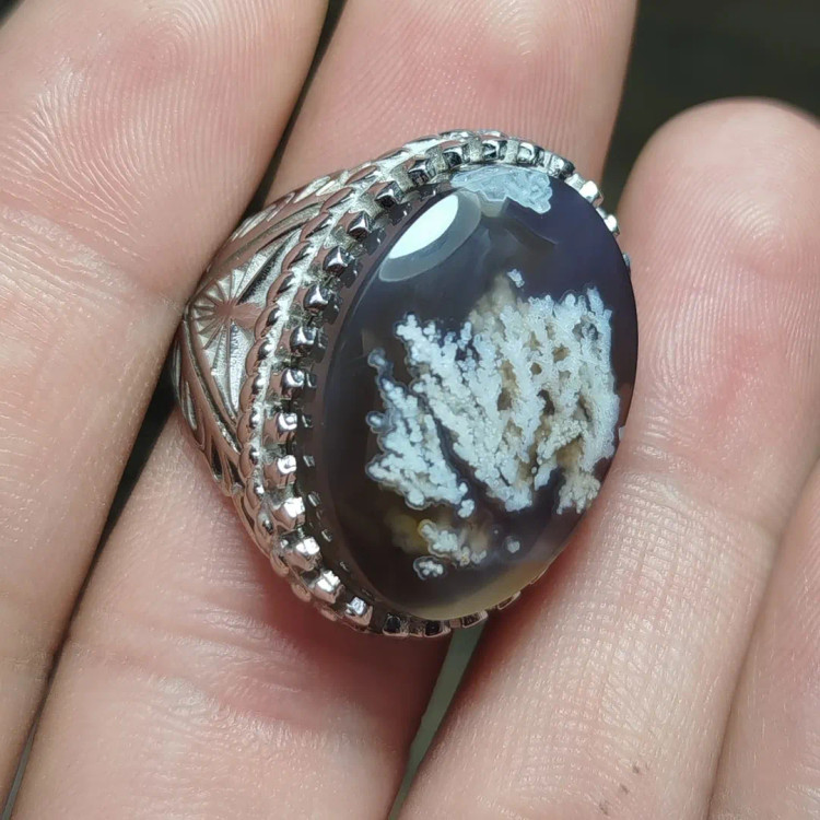 انگشتر نقره مردانه سنگ شجراصل