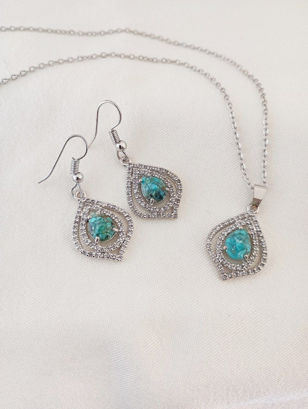 نیم ست فیروزه کوبی شده